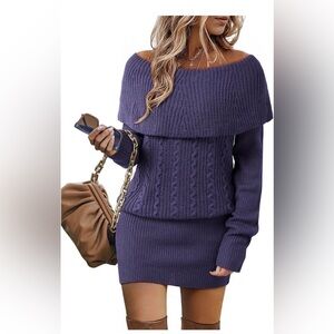 🆕Elegant Off-Shoulder Sweater Dress